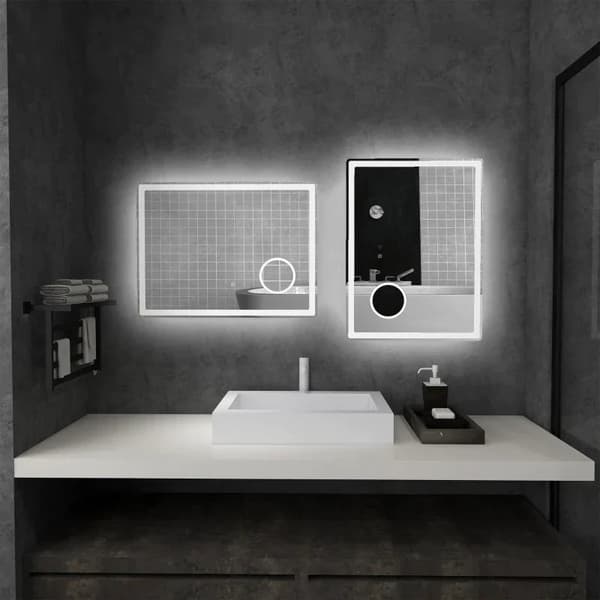 LED badrumsspegel 3x förstoring | Färg: Silver+Vit | Mått: 80x3,8x60 cm