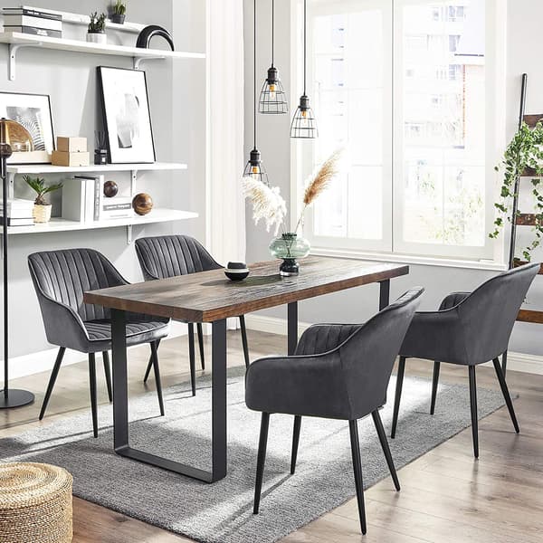 Matsalsstolar set om 2 - sammet - armstöd - grå - 62,5 x 60 x 85 cm