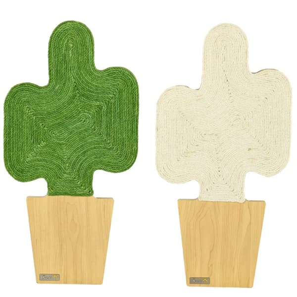 Kattskrapbräda set om 2 - Cactus design | Färg: Ek+Vit+Grön