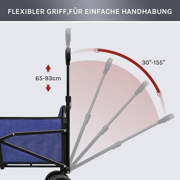 Fällbar handkärra med bromsar 80 kg lastkapacitet | Blå | 86x54x93 cm