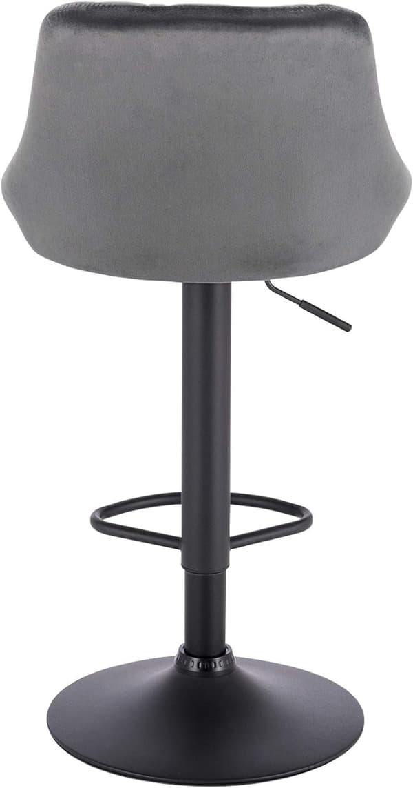 Höjdjusterbar svängbar barpall med sammetssits | Mörkgrå | 35x38x86-106 cm