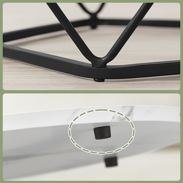 Runt soffbordsset 2-delat modernt | Vit-Svart | 60x60x45 cm