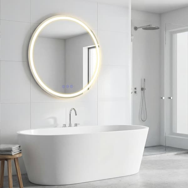 Rund badspegel med LED-belysning | Vit
