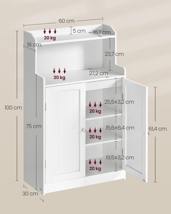 Badrumsskåp vit MDF 30x60x100 cm