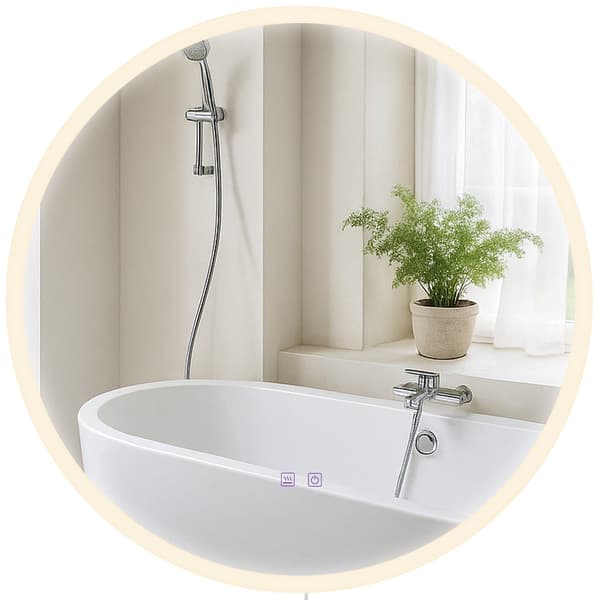 Rund LED -badrumsspegel - Wall Mirror - Anti -Condens Function, Perfect Clear View