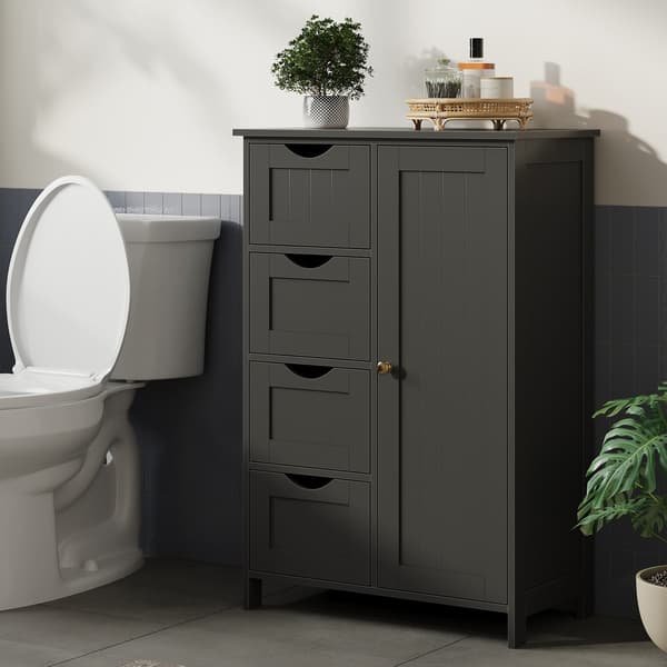 Smalt badrumsskåp - svart MDF - 30 x 55 x 82 cm