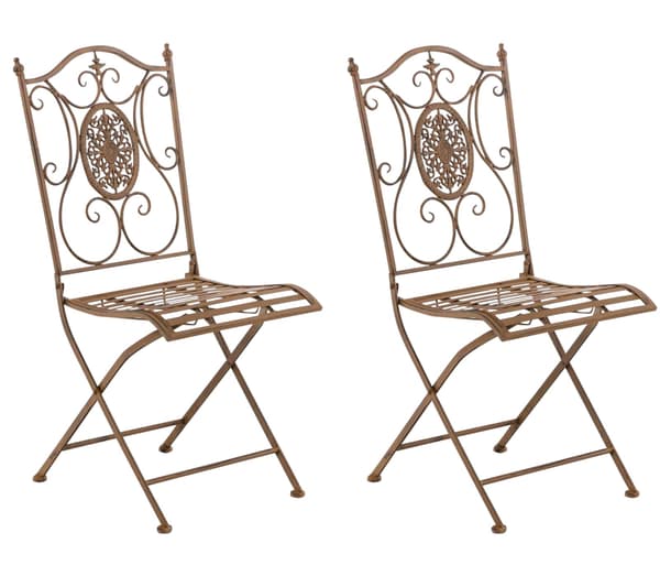 2 -deluppsättning av fällbara trädgårdsstolar - Fällbara stolar - Eleganta nostalgiska detaljer