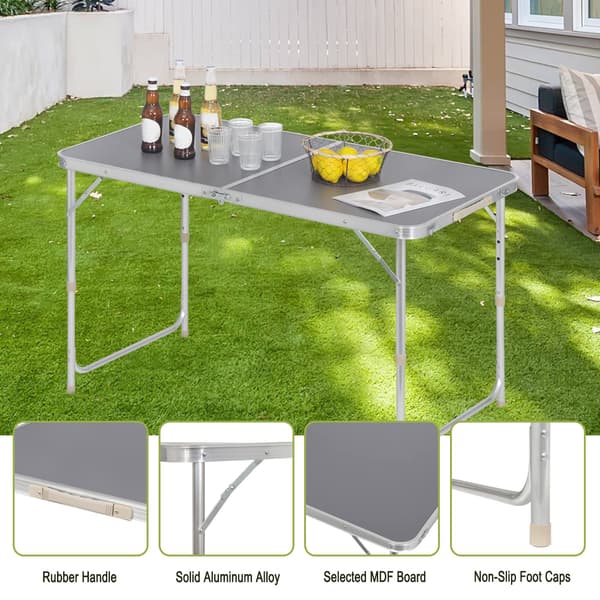 Campingbord fällbart bord justerbart trädgårdsbord | Grå | 60x120x55/62/70 cm