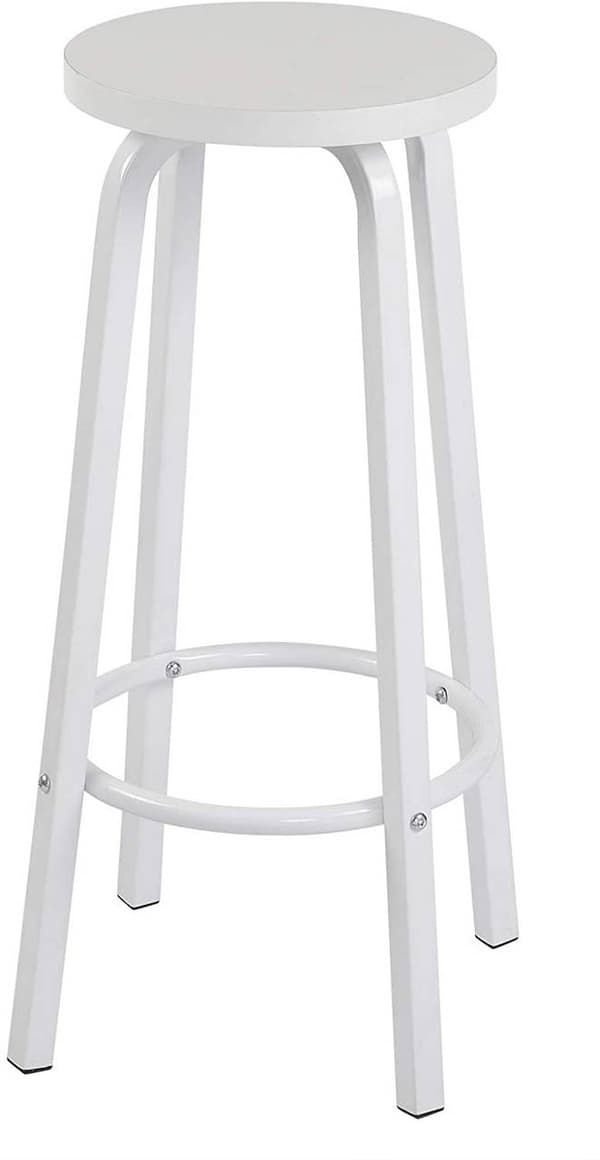 Set med 2 barstolar med rund sits | Vit | 30x30x71 cm