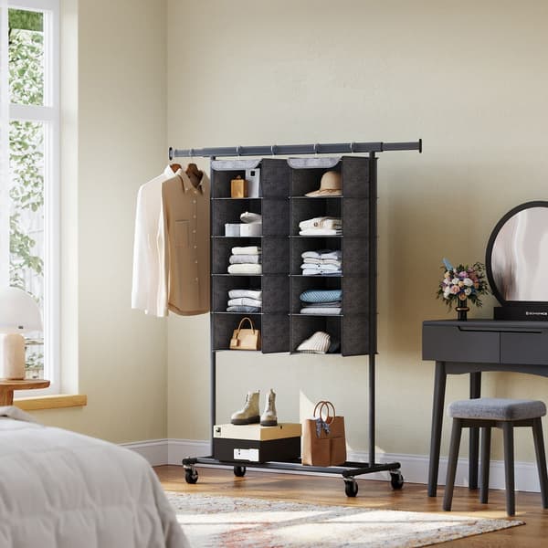 Closet Organizer 2-delat set, hängande förvaringsställ | Grå | 30x30x90 cm