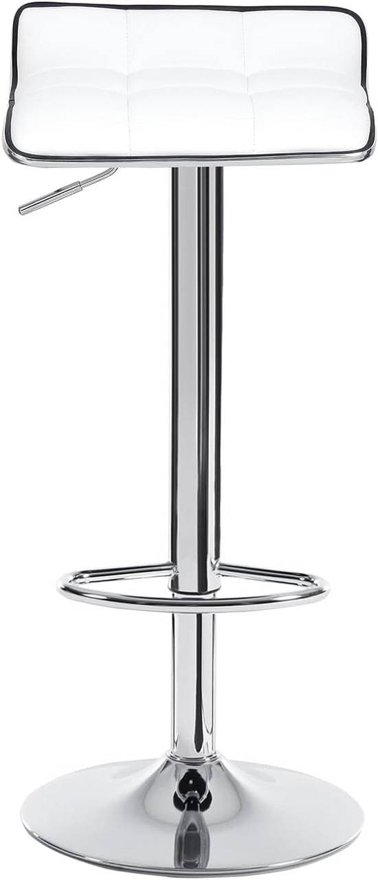 Barstol konstläder sits kromat stål vit | Vit | 38x40x64-86 cm