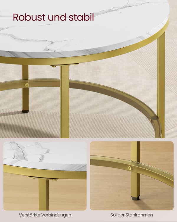 Soffbord med 2 plan - glasskiva - vit - elegant design - 65 x 46 cm