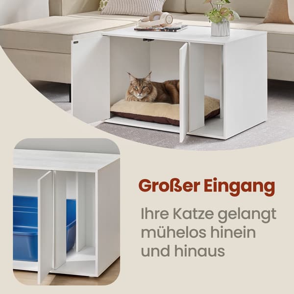 Kattsandsmöbler med verktygsfri montering | Vit | 80,5x50,5x53,5 cm