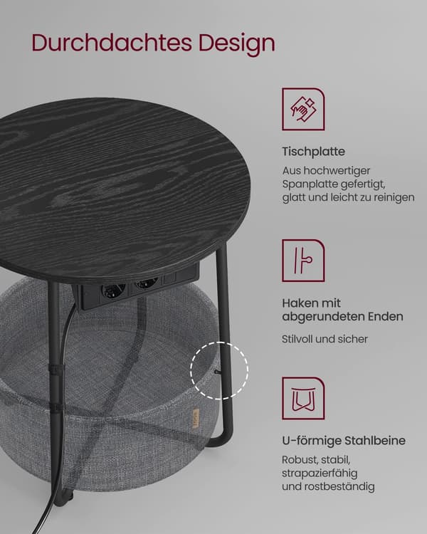 3-delat sidobordsset - sängbord - spånskiva stål polyester - 45 x 50 cm
