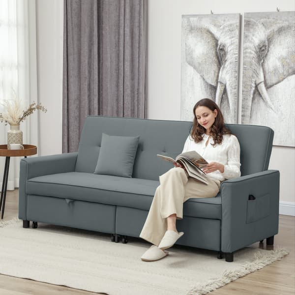 3-sits bäddsoffa med sängfunktion | Färg: Grå | Mått: 196x90x89 cm