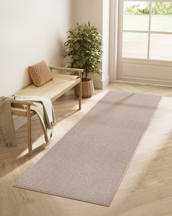 Matta 80 x 200 cm kamelbrun, slitstark polyester i jute-look