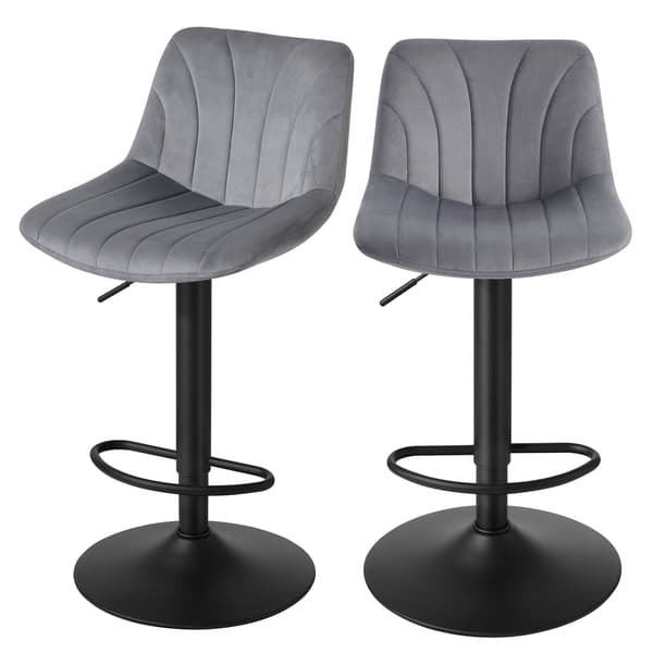 Set med 2 barstolar, justerbara kökspallar | Grå | 43x46,5x88-108 cm
