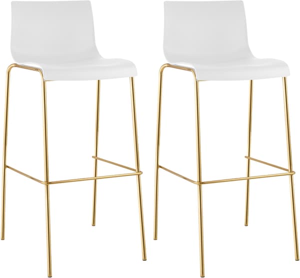 Set med 2 barstolar Hover plast | Färg: Vit | Mått: 43x48x100 cm