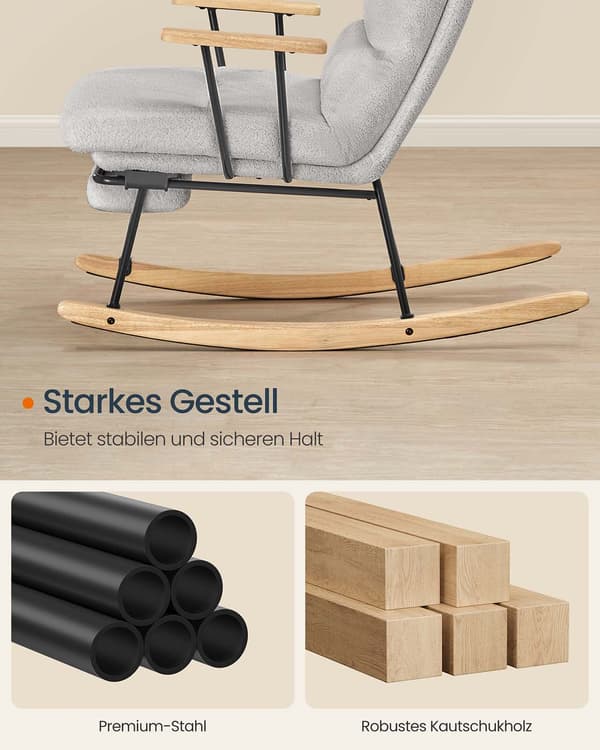 Justerbar gungstol - relaxstol - glidstol - grå - 97 x 67 x 100 cm