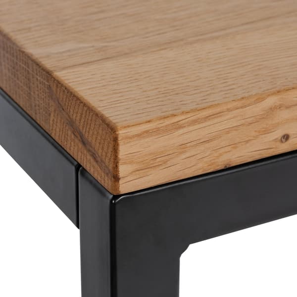 Sidobord, soffbord - Robust design - Solid Oak & Matte Black Metal | Storlek: 100x45x50 cm