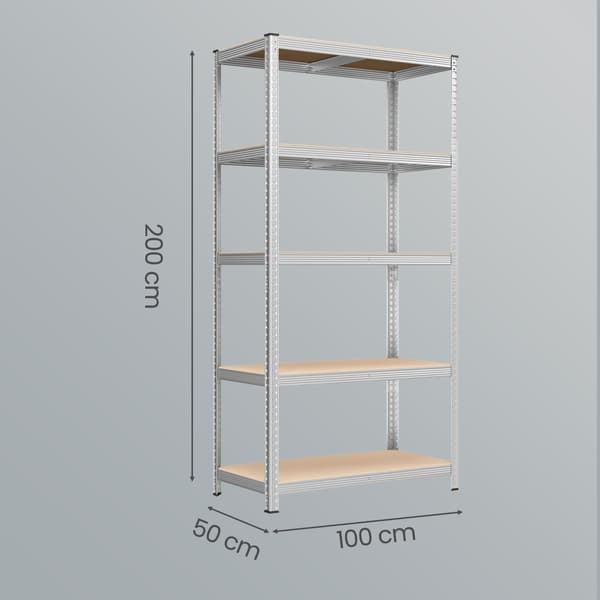 Kraftig lagerställ 2-delat set | Silver | 100x50x200 cm