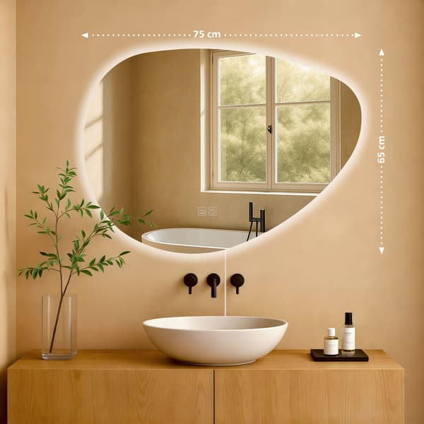 Bluetooth badrumsspegel, väggspegel, LED-belysning och anti-dim, IP44, dimbar,