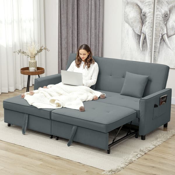 3-sits bäddsoffa med sängfunktion | Färg: Grå | Mått: 196x90x89 cm