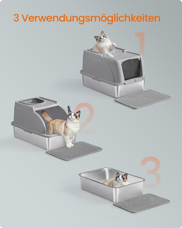 Kattsandlåda - katttoalett - kattsandsmatta - robust - 61 x 41 x 36,5 cm