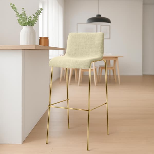 Barpall Hover - Tygsits, ram i guldlook | Färg: Kräm | Mått: 43x48x100 cm
