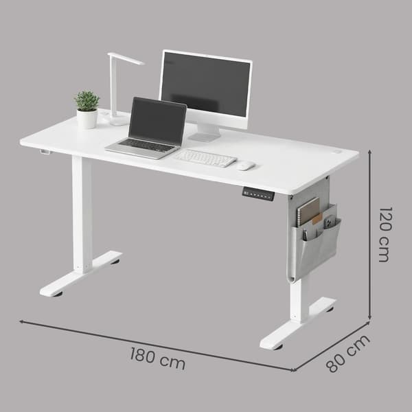 Höjdjusterbart skrivbord med minnesfunktion | Vit | 180x80x72-120 cm