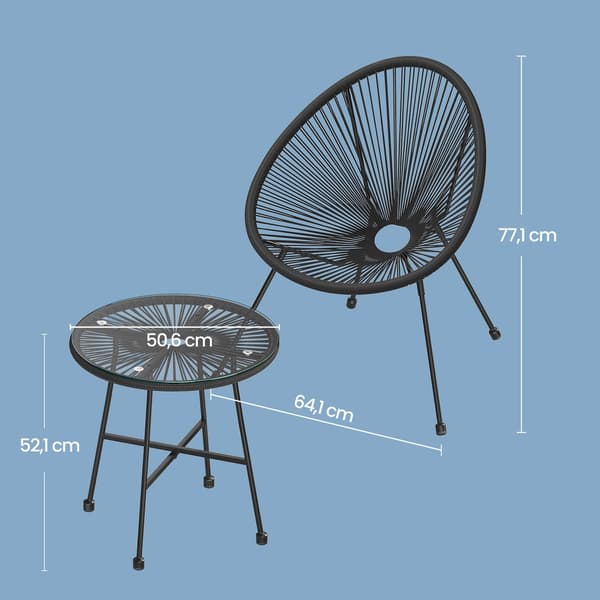 Balkongset 3-delat - trädgårdsmöbelset med 2 stolar och bord - ergonomisk