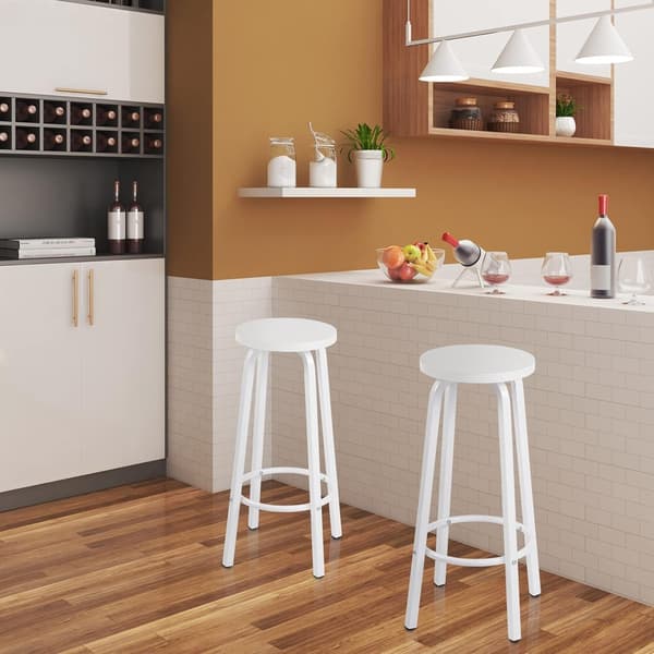 4-delad barstolsset med rund sits | Vit | 30x30x71 cm