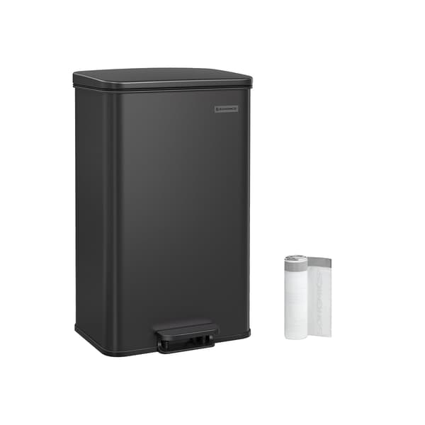 Stålsoptunna med lock, 40 liter, svart - pedalkorg