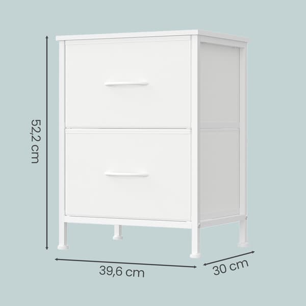 Sängbord set om 2 med 2 lådor för sovrum | Vit | 39,6x30x52,2 cm