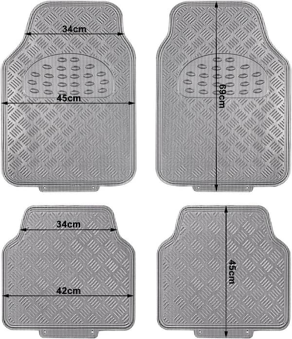 4-delad universal bilmatta set med relief | Antracit