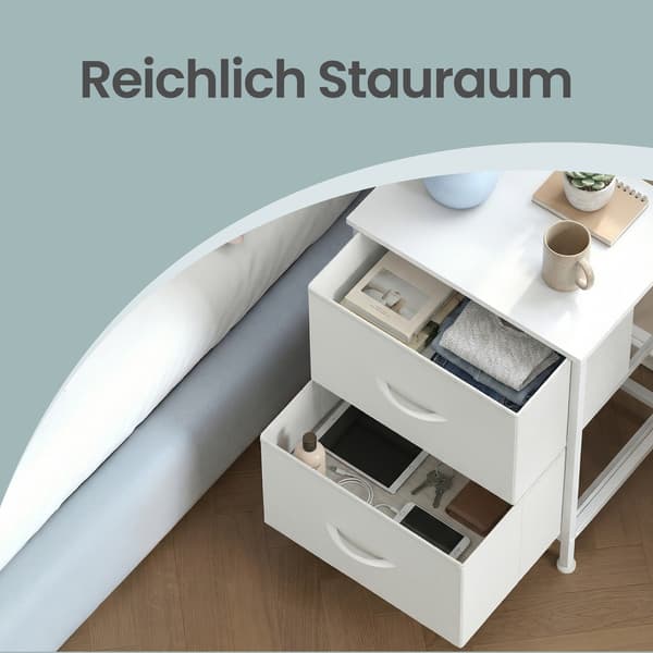 Sängbord set om 2 med 2 lådor för sovrum | Vit | 39,6x30x52,2 cm