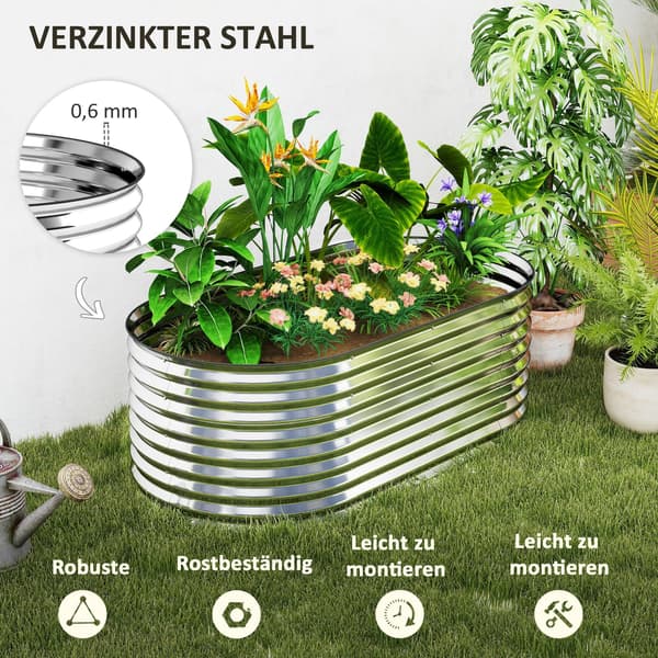 Metal Planter - Upphöjd plantering | Färg: Grå | Dimensions: 160x80x56 cm