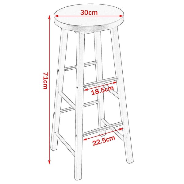 Barstolar 2-delat set stålram MDF-sits | Mörk bok | 30x30x71 cm