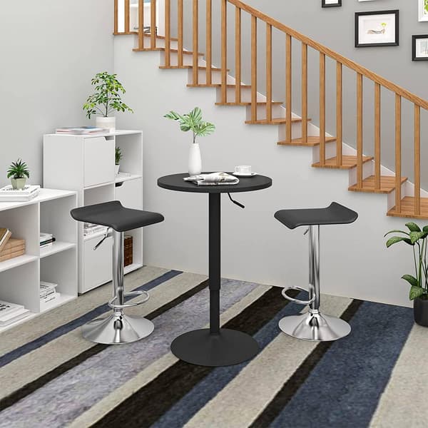 Rundstångsbord höjdjusterbart MDF metall | Svart | 52x52x69,5-91,5 cm