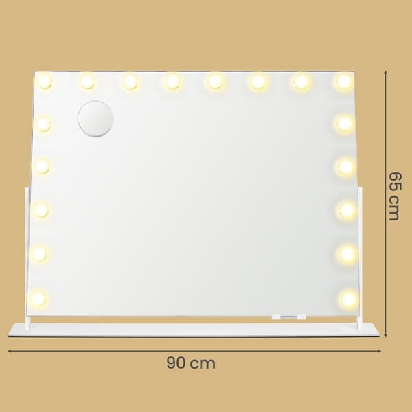 Sminkspegel med LED-belysning, touchfunktion | Vit | 90x12x65 cm