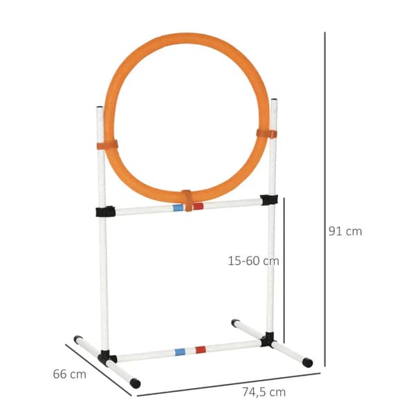 Hund agility häck - 2-i-1 ring häck | Färg: Orange + Vit | Mått: 74,5x66x91 cm