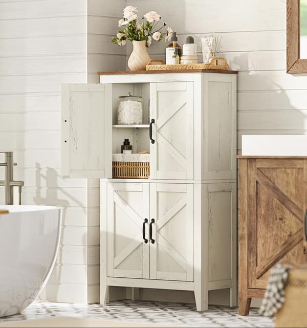 Förvaringsskåp brun-vit – MDF – robust – 30 x 60 x 110 cm