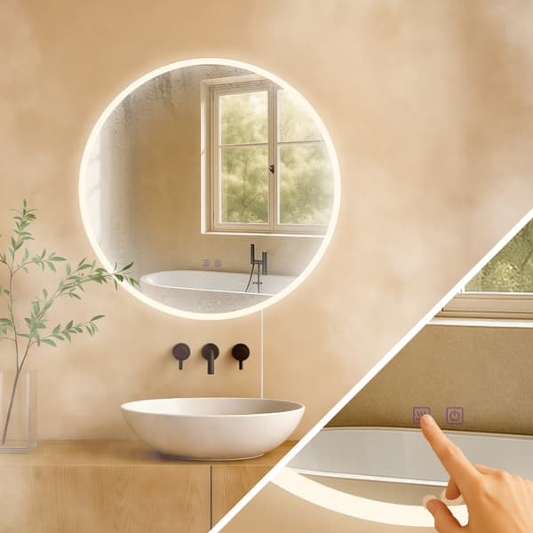 Rund LED -badrumsspegel - Wall Mirror - Anti -Condens Function, Perfect Clear View