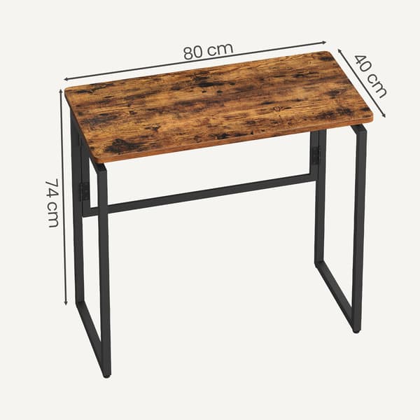 Fällbart datorbord med rundade hörn | Brun | 80x40x74 cm