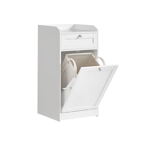 Badrumsskåp med tvättkorg - MDF & polyester - 40 x 40 x 80,2 cm