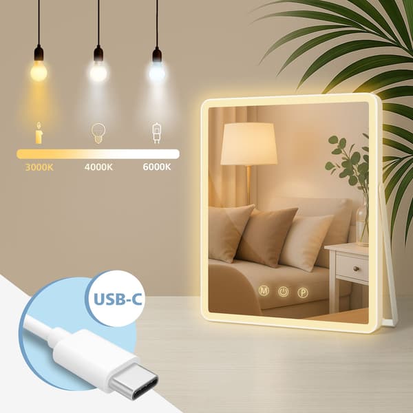 Upplyst Make -Up Mirror - Face -Up Mirror - Justerbara LED -färger, Compact Format