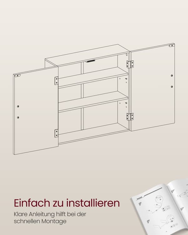 Badrumsskåp duvgrå - MDF - 18 x 60 x 60 cm - Lätt - Enkel montering