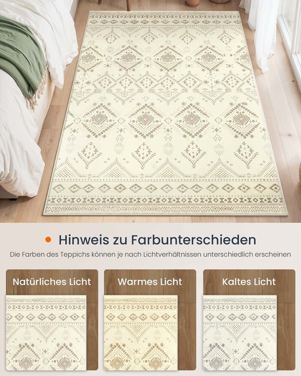 Boho matta - fluffig - sandfärg - mjuk - 120 x 170 cm