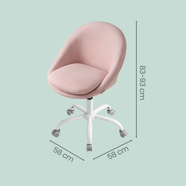 Vadderad sminkstol och kontorsstol | Rosa | 60x60x80-90 cm