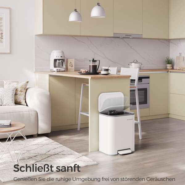 Vit soptunna med sensor - stål/PP - 20 L - 36,6 x 30 x 42,5 cm